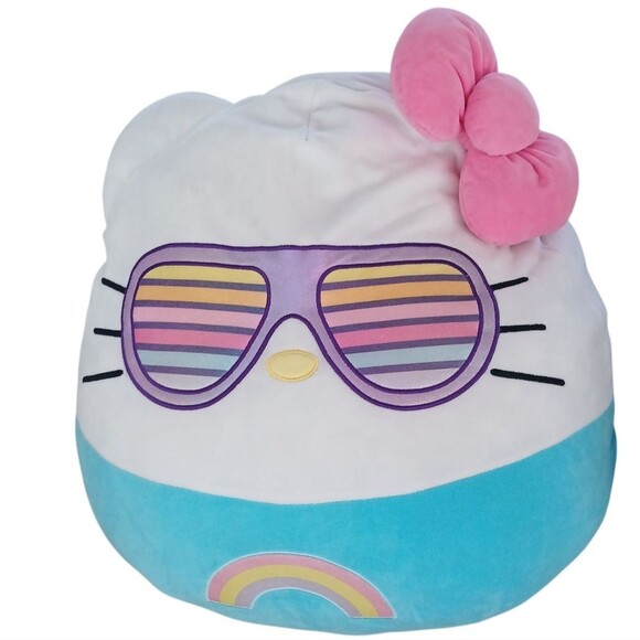 Sanrio Hello Kitty x Squishmallow Rainbow Shades Plush Toy Cat Pillow Kids - Picture 1 of 10